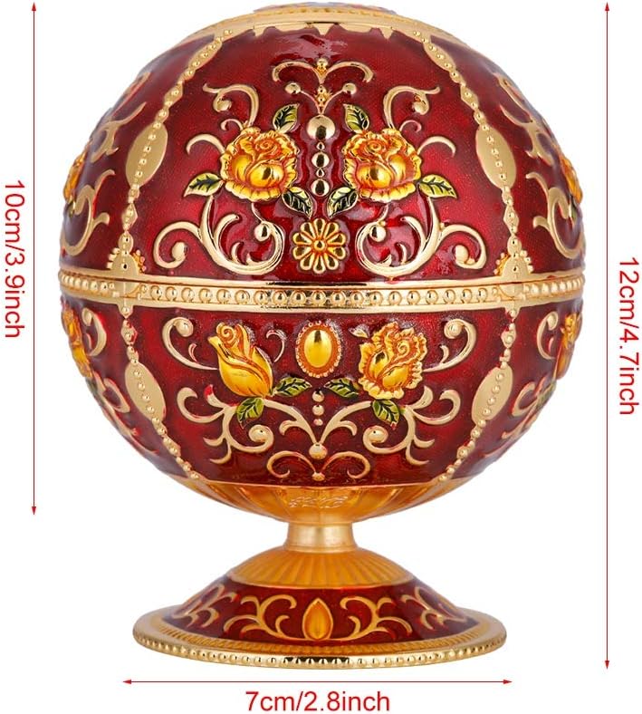 Personalized Metal Globe Ashtray With Lid Storage Box Red Rose For Home Hotel Club - Image 5